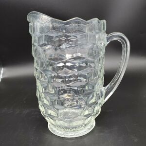 Fostoria Clear Cubist VTG Water Tea Pitcher American Pattern No chips!